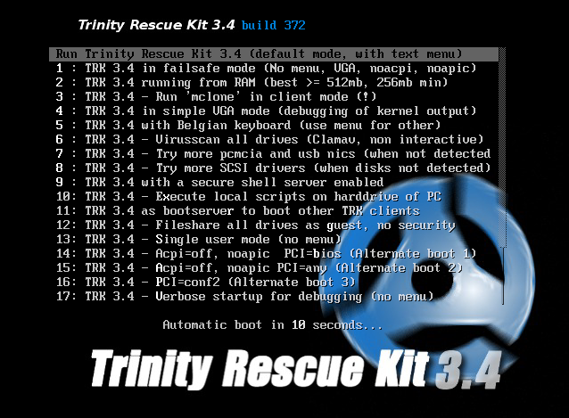 Trinity Rescue Kit - Windows Password Resetting