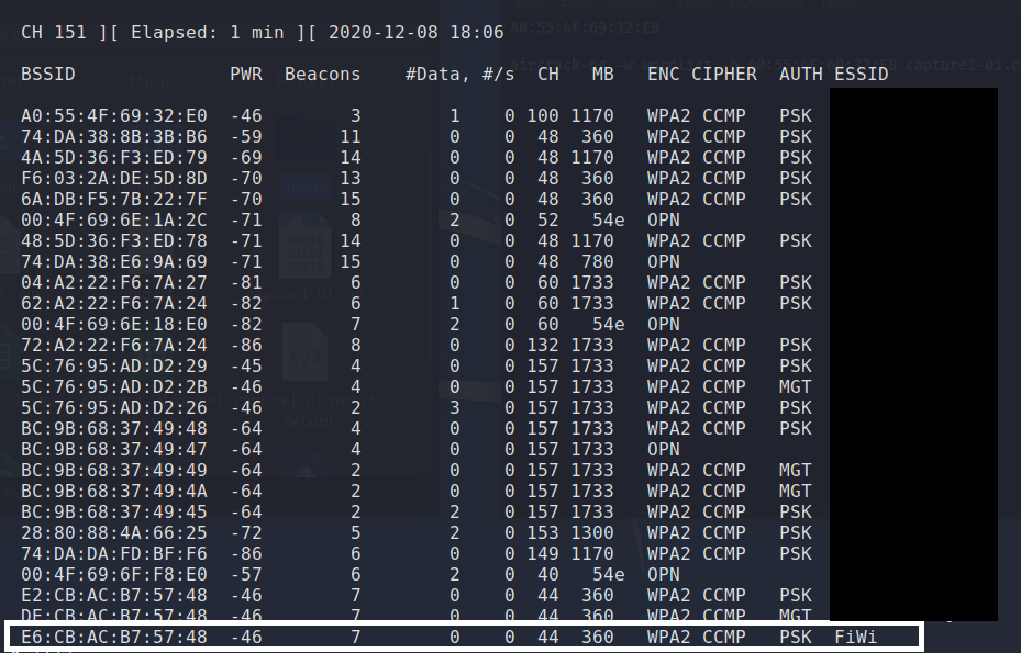 airdodump-ng output