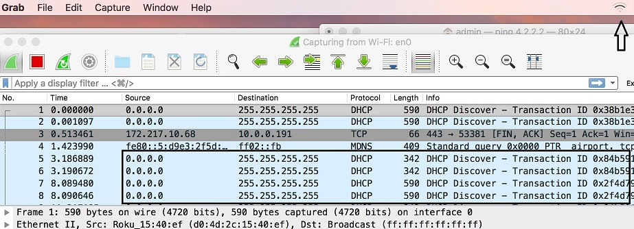 wireshark shows dhcp requests