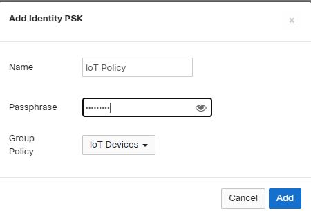 Policy Group PSK settings. 