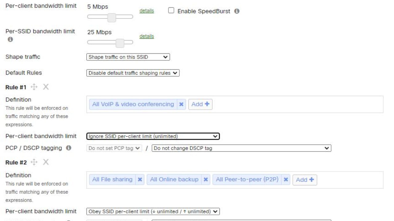 WiFi Configuration Best Practice - Bandwidth and Traffic Shaping