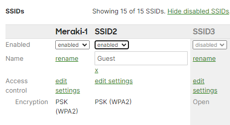 meraki wifi best practice - ssid configuration page. 