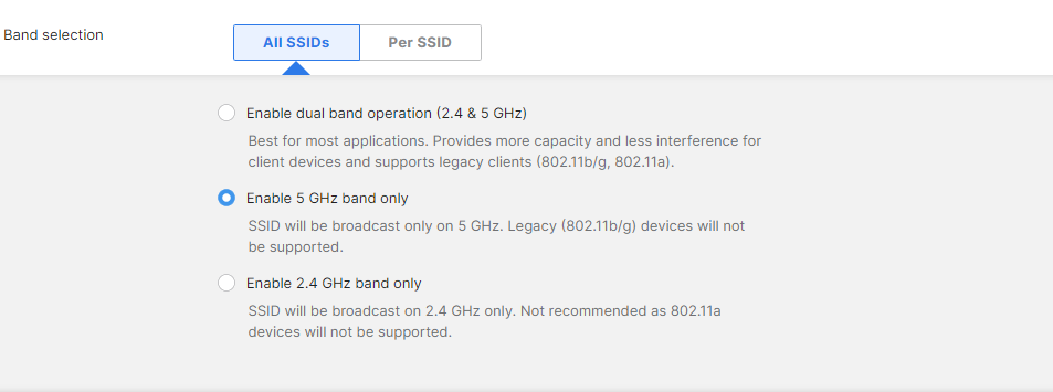 Meraki RF Profiles customization options.  NJ's Meraki Experts. 