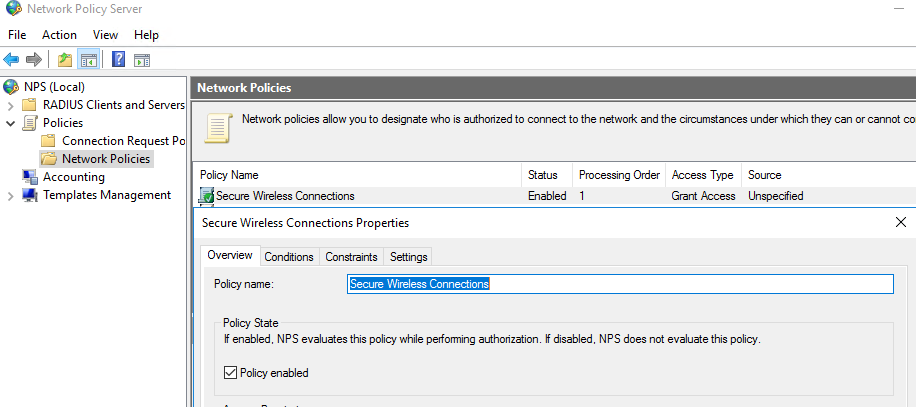 Windows NPS Policy for Meraki Mac-based access control. NJ WiFi experts