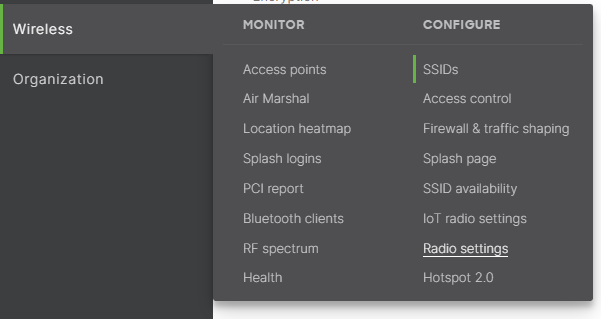 Meraki RF Profiles in the Meraki Cloud.