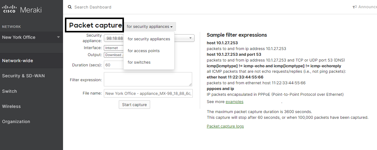 Read more about the article Performing Simple Meraki Packet Capture.