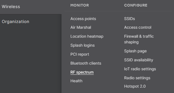 Meraki WiFi troubleshoot - RF Spectrum 