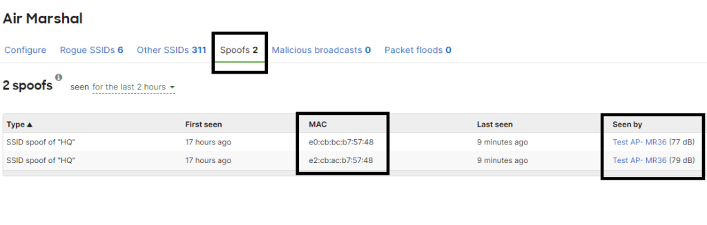 Spoof network identification.